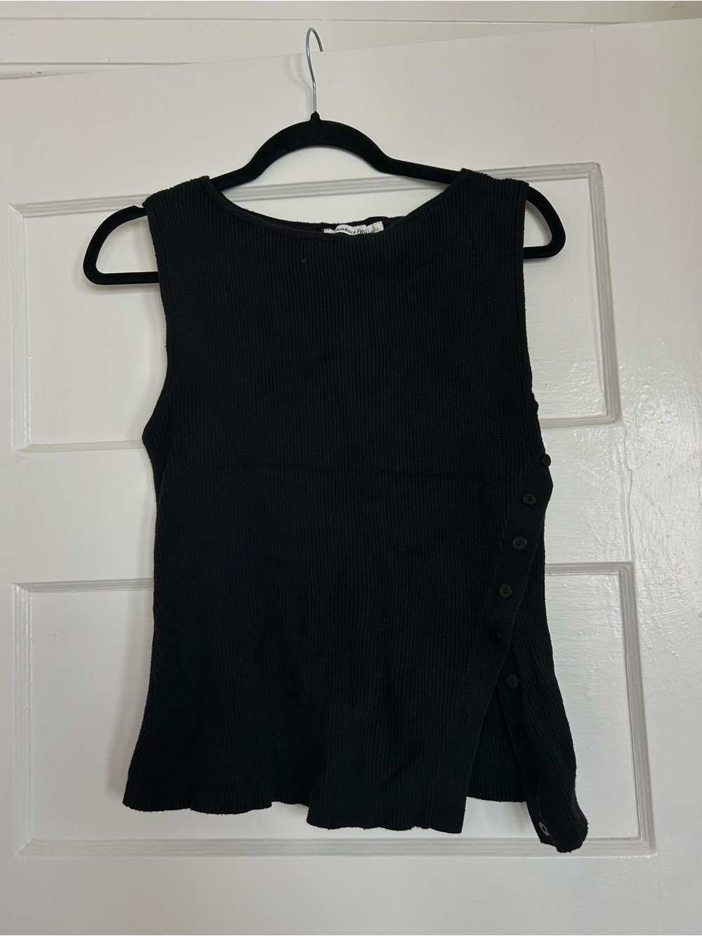 Abercrombie & Fitch Black Ribbed Tank with Side Button Detail